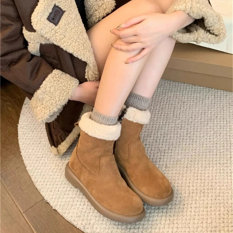 Winter Boots 2026 Side Zipper Fashion Warm and Comfortable Pure Wool Warm High Quality Boots for Women  Botas De Mujer