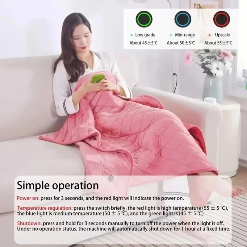 NEW USB Warmer Blankets Winter Shawl Heated Blanket Washable Thermal Heated Blanket Body Thicker Heater Bed Warmer Machine