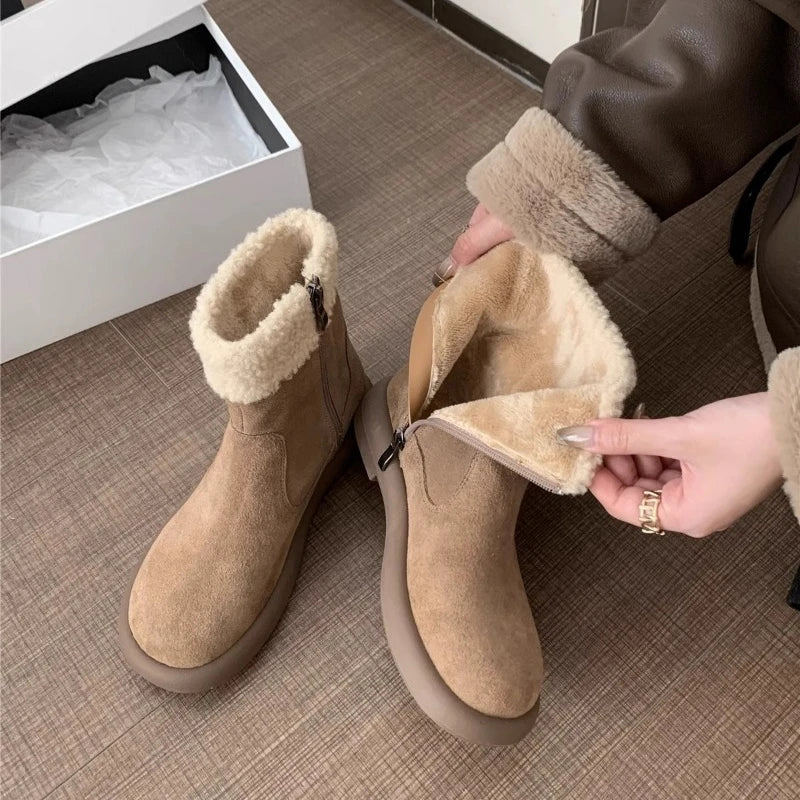 Winter Boots 2026 Side Zipper Fashion Warm and Comfortable Pure Wool Warm High Quality Boots for Women  Botas De Mujer
