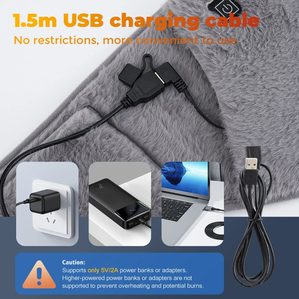 USB Portable Hand Warmer Rechargeable Plush Reusable Electric Foot Heater for Home Winter Hand Feet Abdomen Keep Warm