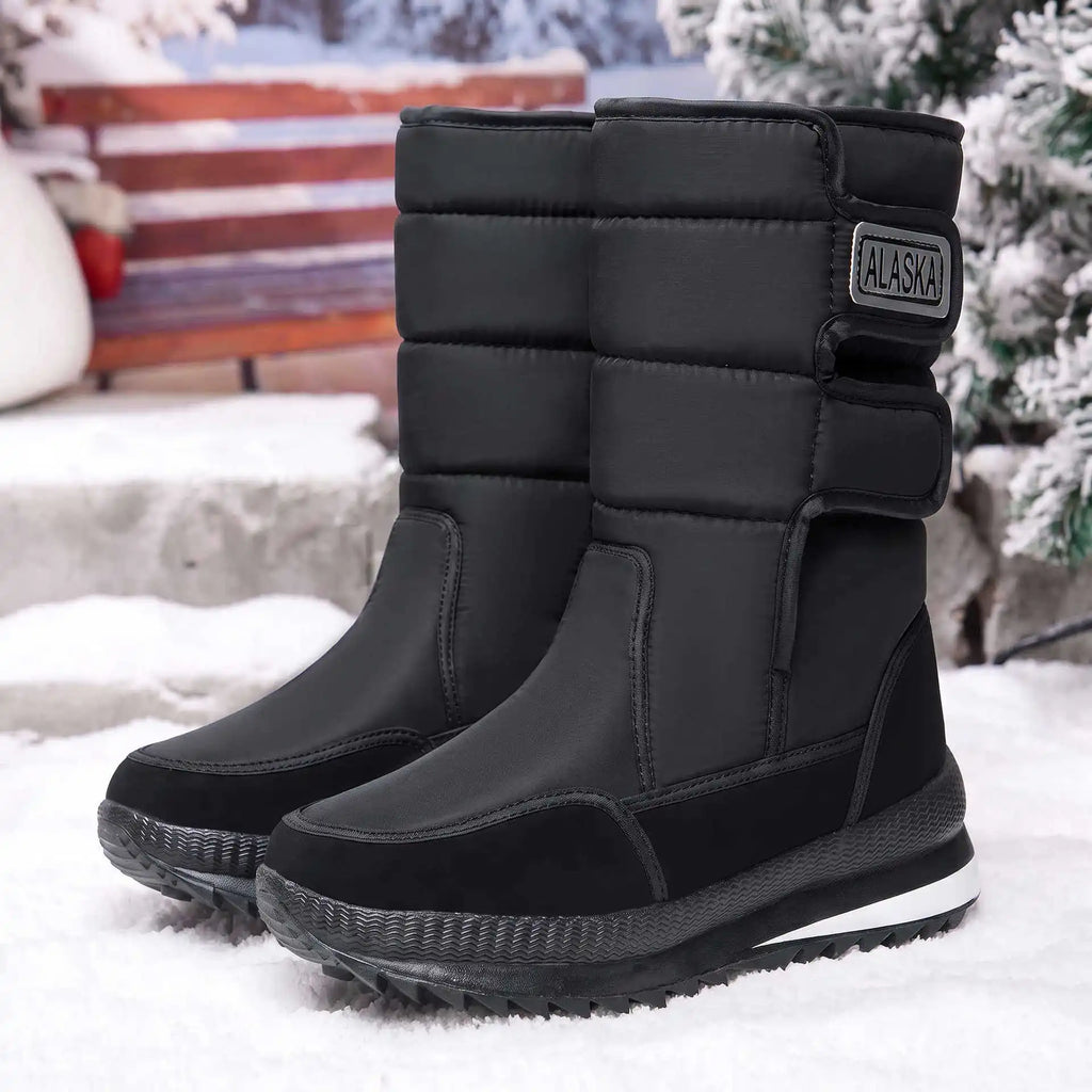 Winter Boots for Men Women Fashion Mid-calf Cotton Shoes Outdoor Non-slip Platform Boots Thickened Plush Warm Snow Boots for Men