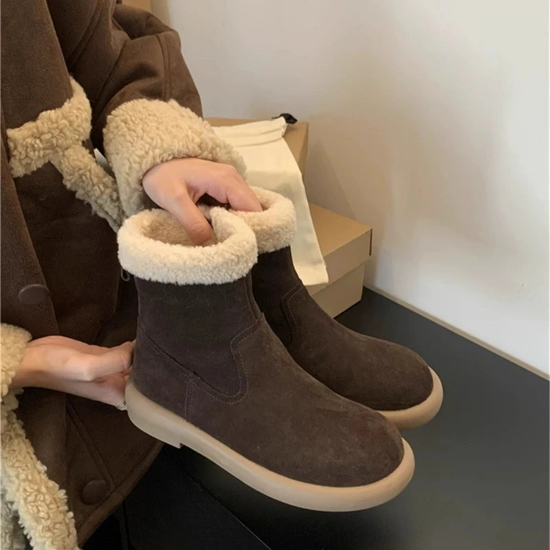 Winter Boots 2026 Side Zipper Fashion Warm and Comfortable Pure Wool Warm High Quality Boots for Women  Botas De Mujer