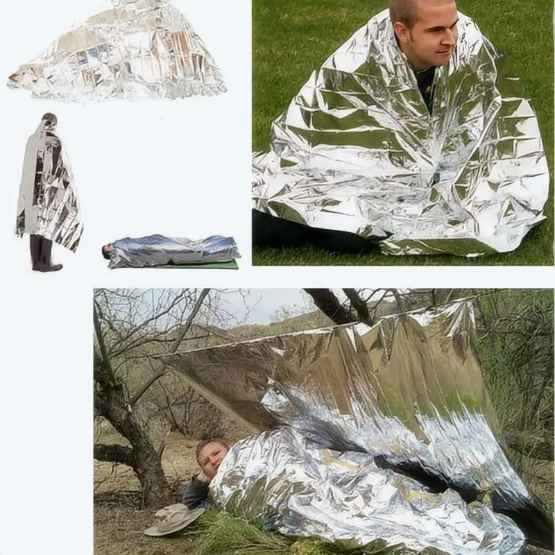 4 pcs Emergency Blanket Outdoor Survive First Aid Military Rescue Kit Windproof Waterproof Foil Thermal Blanket for Camping