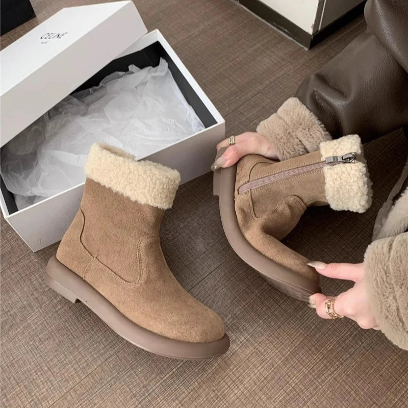 Winter Boots 2026 Side Zipper Fashion Warm and Comfortable Pure Wool Warm High Quality Boots for Women  Botas De Mujer