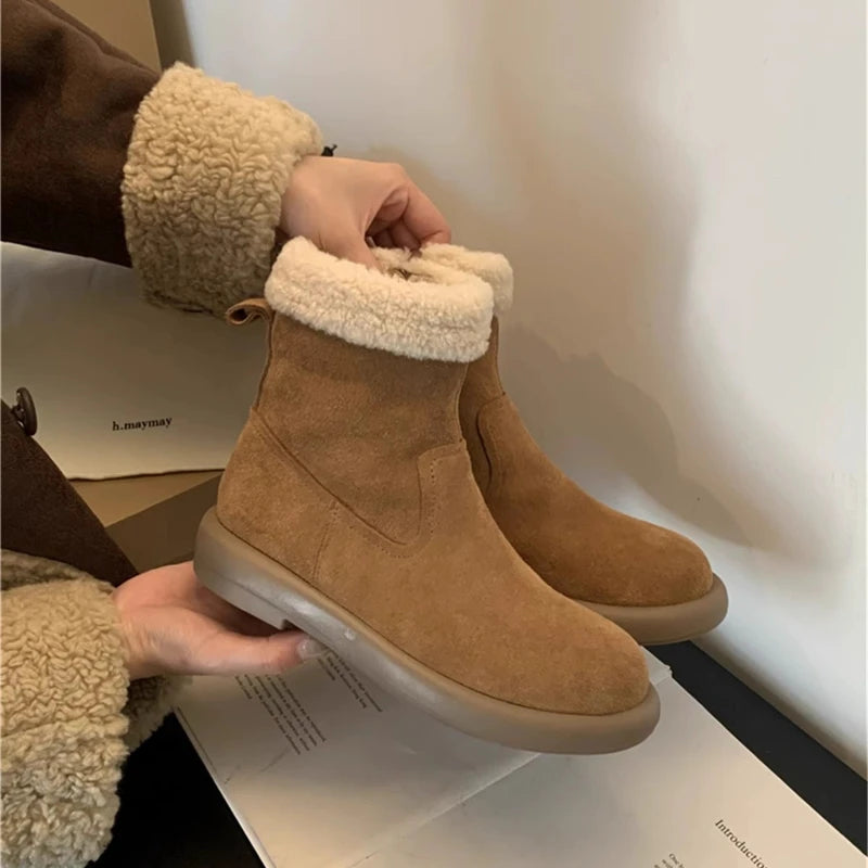 Winter Boots 2026 Side Zipper Fashion Warm and Comfortable Pure Wool Warm High Quality Boots for Women  Botas De Mujer