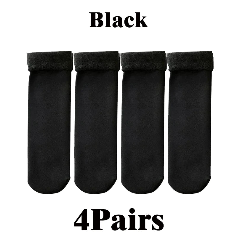Winter Thermal Socks for Women Velvet Nylon Plush Fleece Lined -30°C Warm Seamless Thicken Snow Socks Sleep Socks