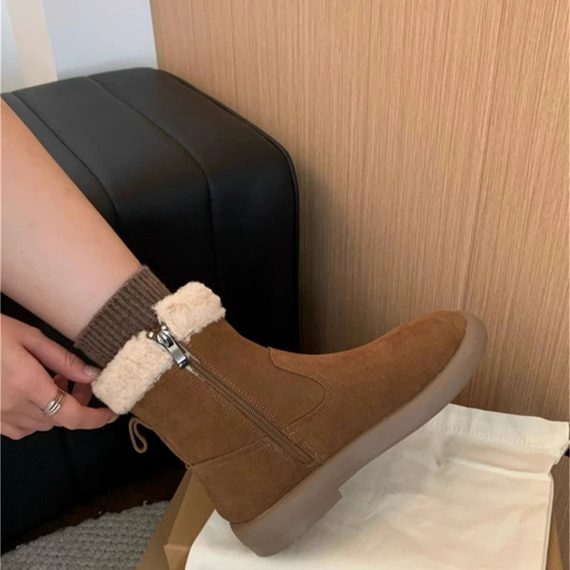 Winter Boots 2026 Side Zipper Fashion Warm and Comfortable Pure Wool Warm High Quality Boots for Women  Botas De Mujer