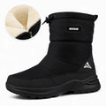 Winter Snow Boots for Men Warm Fur Lined Water-Resistant Non-Slip Outdoor Walking Shoes Side Zipper Drawstring Black Winter Gift